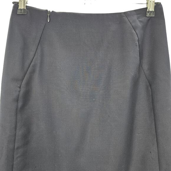 VTG Gucci Womans size 40/4 Navy blue Pencil Skirt Slit Back Button Zipper FLAWS - Picture 5 of 9